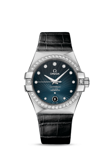 Omega Constellation Co-Axial 35 Stainless Steel / Diamond / Blue Supernova / Alligator